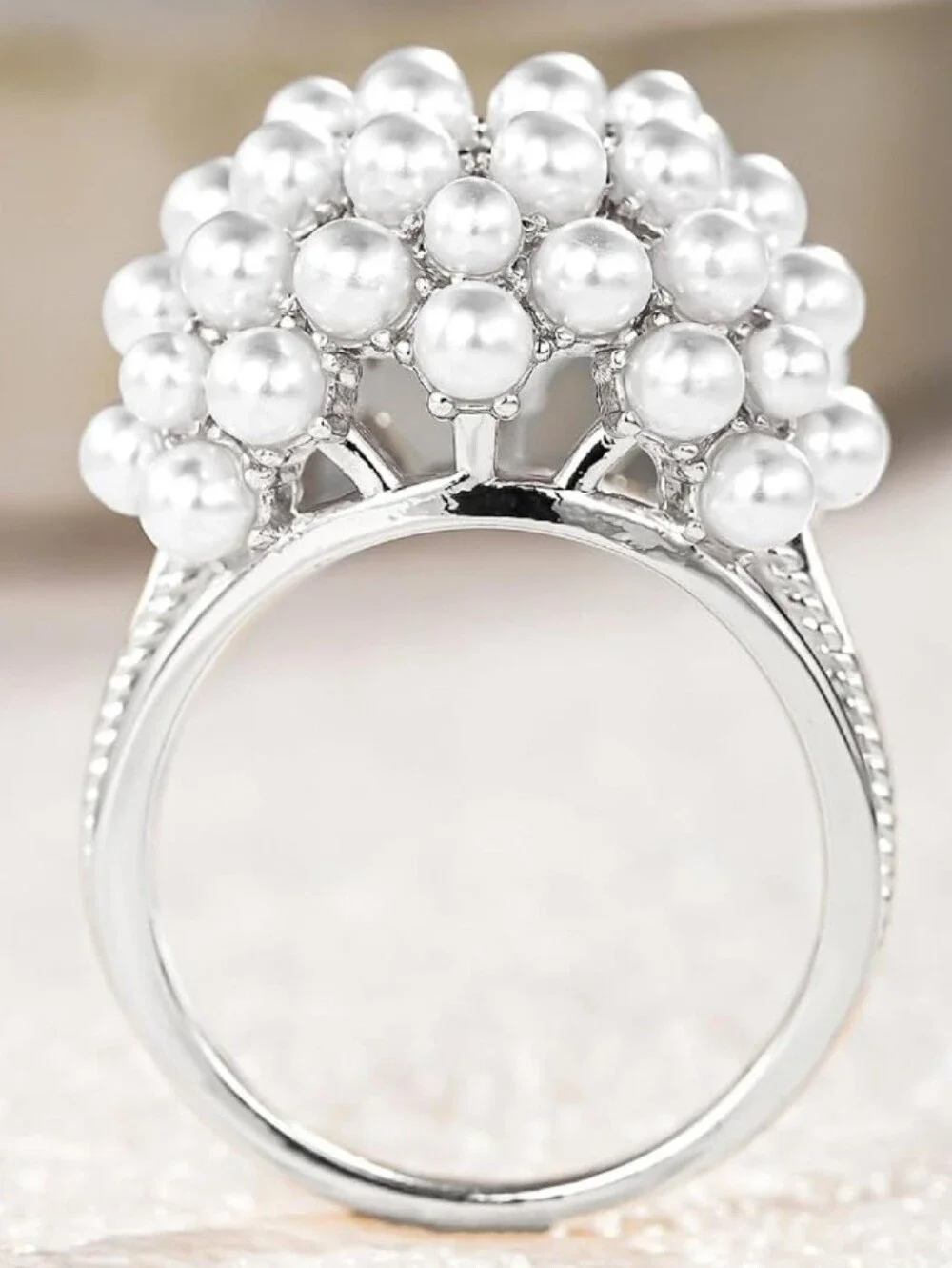 Cluster Pearl Statement Ring - White Pearls - Picture 14 of 16